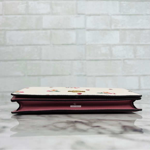 Anna Foldover Clutch Crossbody With Heart Petal Print Chalk Multi - Picture 4 of 10